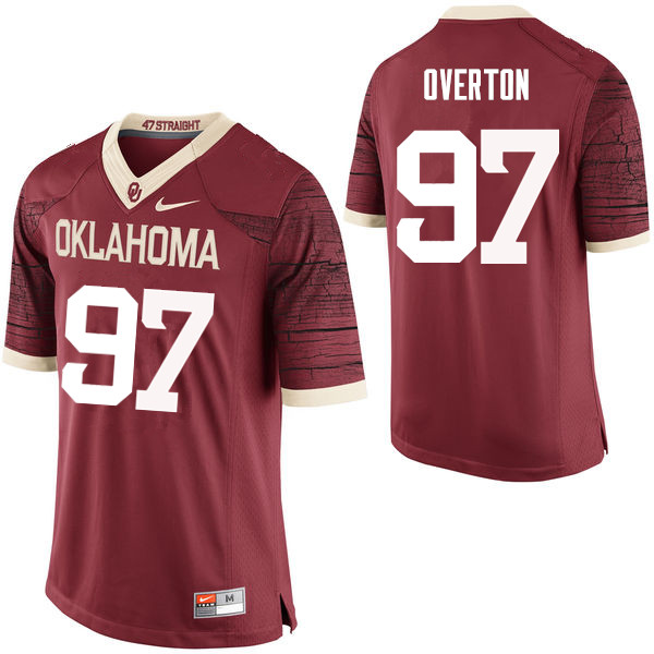 Men Oklahoma Sooners #97 Marquise Overton College Football Jerseys Limited-Crimson